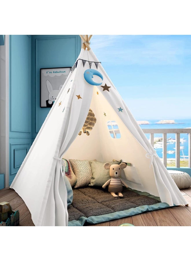 تابيت خيمة تيبي للأطفال، خيمة مخروطية صغيرة، خيمة لعب للأطفال، خيمة لعب قابلة للطي للفتيات، خيمة لعب خارجية لهدايا ألعاب الأطفال للأولاد والبنات - لا تتضمن حصيرة (أبيض) - Image 5