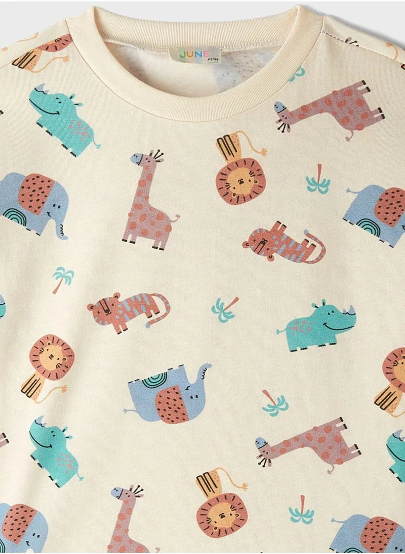 JUNE Kids Crew Neck T-Shirt And Shorts Set
