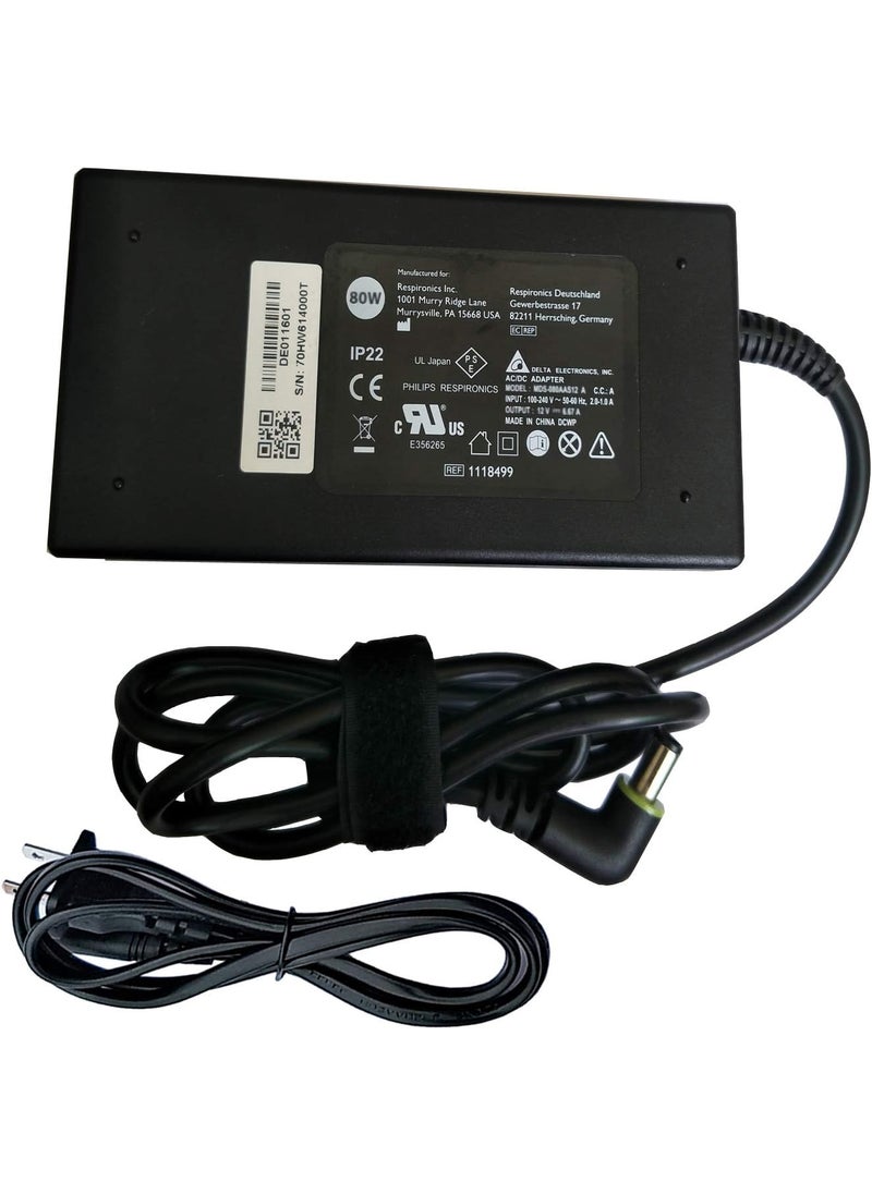 UPBRIGHT - OEM 80W 12V 6.67A AC/DC Adapter Compatible with Phillips Respironics PR System One REMstar Auto A-Flex DOM 460P REF 560P 567P 60 Series CPAP BiPAP ASV IP22 1091399 1118499 Delta MDS-080AAS12 A Charger - Image 1
