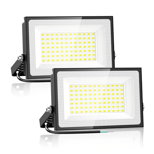 Onforu 80W LED Flood Lights Outdoor,8000LM Super Bright Security Light,6500K Daylight White, Outdoor Floodlight, IP66 Waterproof Outside Floodlights for Garage Yard Garden 2 Pack - Image 1