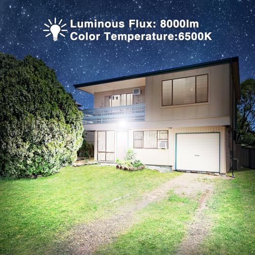 Onforu 80W LED Flood Lights Outdoor,8000LM Super Bright Security Light,6500K Daylight White, Outdoor Floodlight, IP66 Waterproof Outside Floodlights for Garage Yard Garden 2 Pack - Image 3