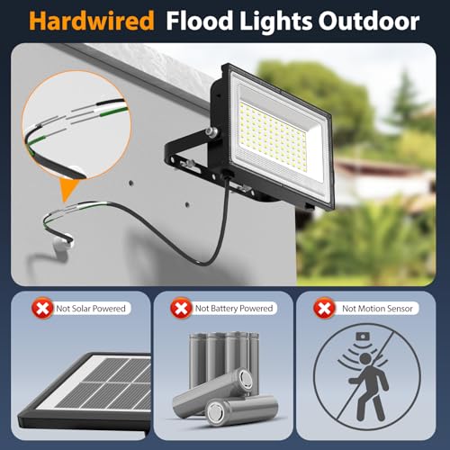 Onforu 80W LED Flood Lights Outdoor,8000LM Super Bright Security Light,6500K Daylight White, Outdoor Floodlight, IP66 Waterproof Outside Floodlights for Garage Yard Garden 2 Pack - Image 2