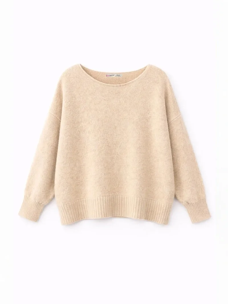 MixRay MIXRAY Oversized Boat Neck Knit Sweater
