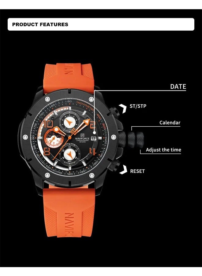NAVIFORCE Men’s Watch Chronograph Business Quartz Wrist Watches Waterproof Luminous Silicone Strap NF8034  - Image 3