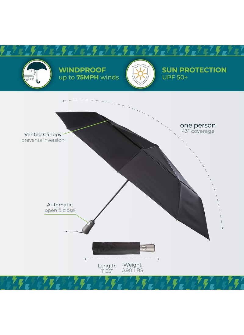 Totes - totes Mens and Womens Ultimate Folding Umbrella with Auto Open Close Windproof Sun Protection - Image 1