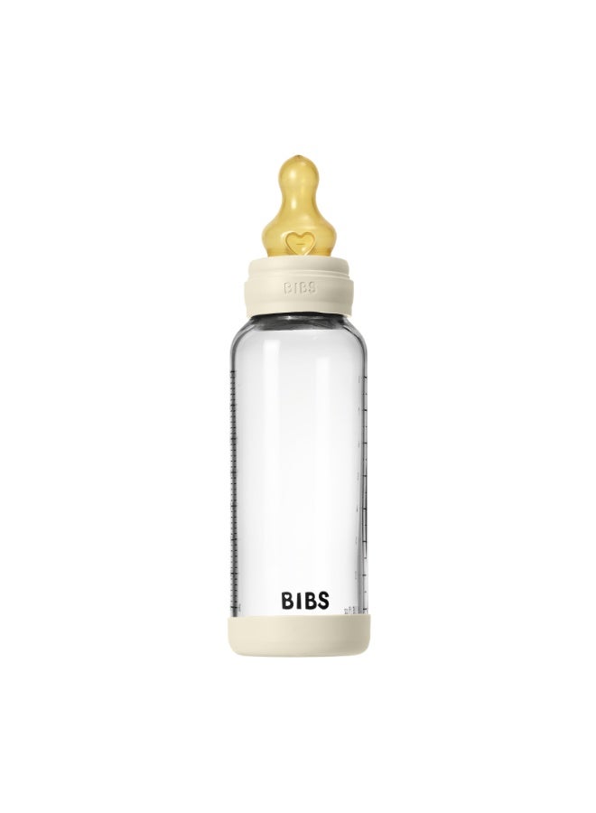 BIBS Glass Baby Bottle Round Latex 1 pack 240 ml Medium Flow Ivory - Image 2