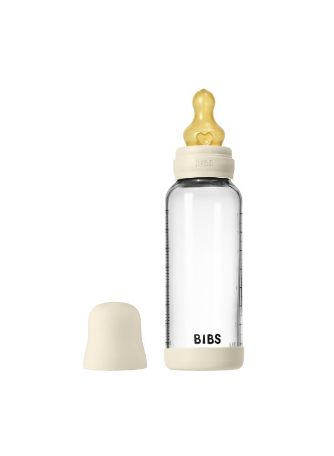 BIBS Glass Baby Bottle Round Latex 1 pack 240 ml Medium Flow Ivory - Image 4