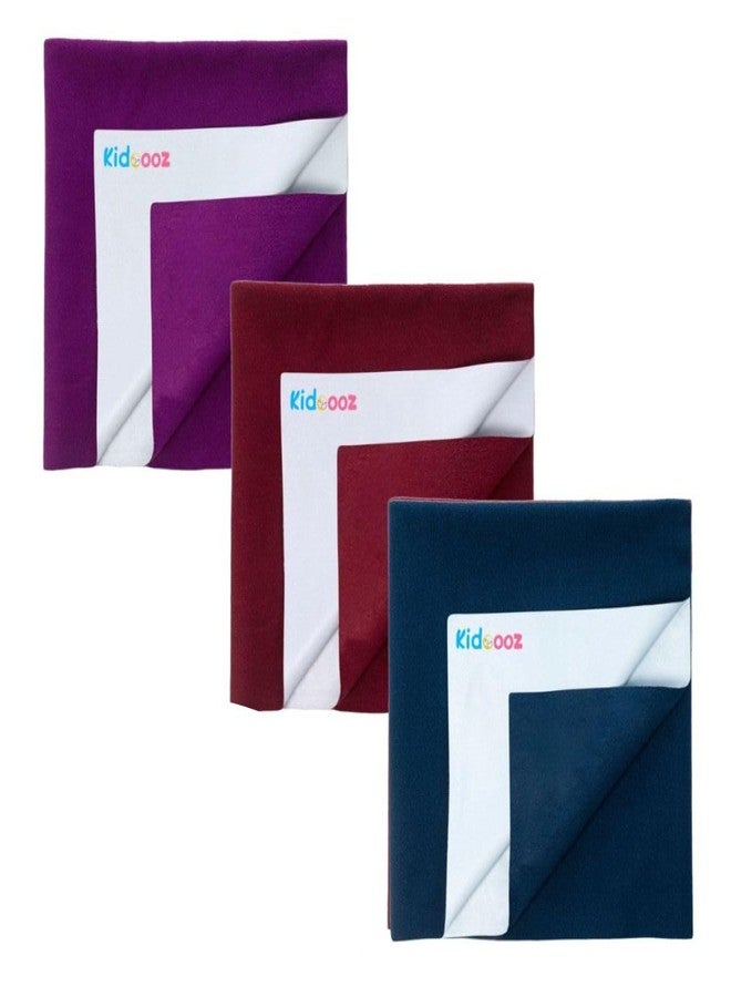 Kidoooz Anti-Piling Fleece Extra Absorbent Instant Dry Sheet for Baby, Baby Bed Protector, Waterproof Sheet (3, Purple, Blue, Maroon, Small) - Image 1