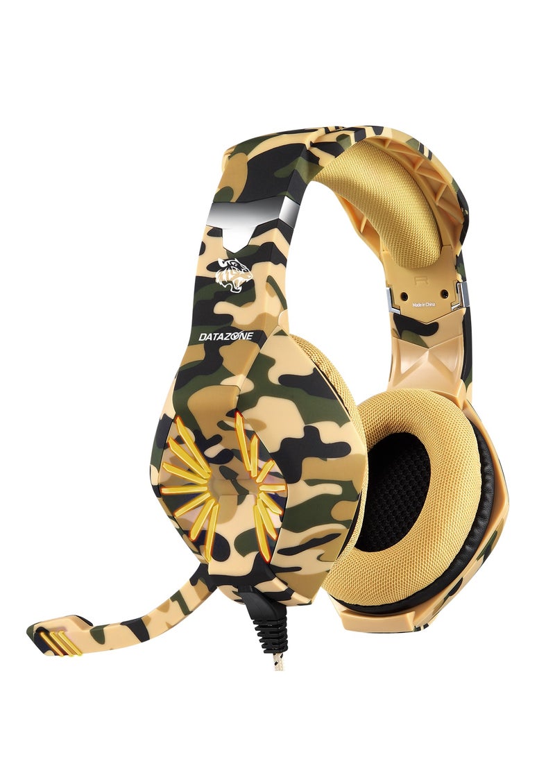 Datazone Wired Gaming Headset in Yellow Camo Design with Noise Cancelling and High-Precision Surround Sound – Compatible with PS5, PS4, PC, XBOX – High Quality and Designed for Gaming Enthusiasts - Image 2