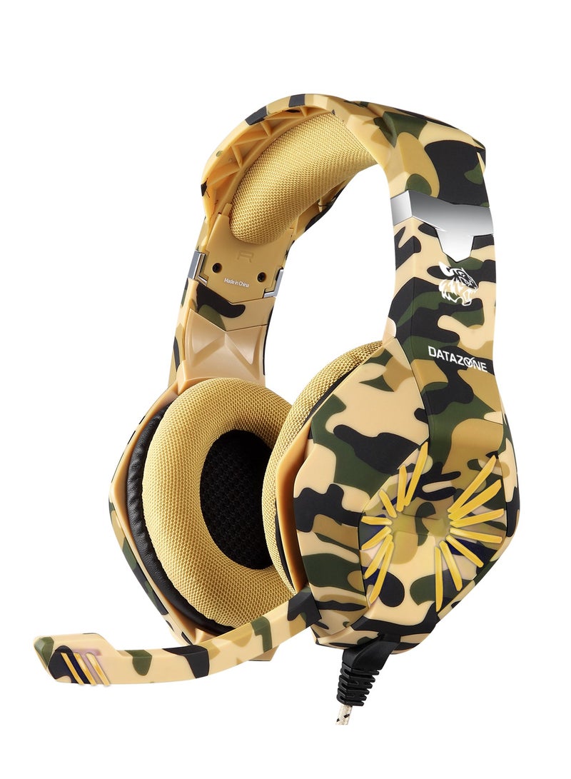 Datazone Wired Gaming Headset in Yellow Camo Design with Noise Cancelling and High-Precision Surround Sound – Compatible with PS5, PS4, PC, XBOX – High Quality and Designed for Gaming Enthusiasts - Image 1