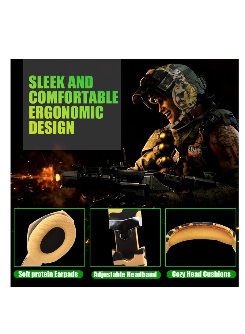 Datazone Wired Gaming Headset in Yellow Camo Design with Noise Cancelling and High-Precision Surround Sound – Compatible with PS5, PS4, PC, XBOX – High Quality and Designed for Gaming Enthusiasts - Image 5