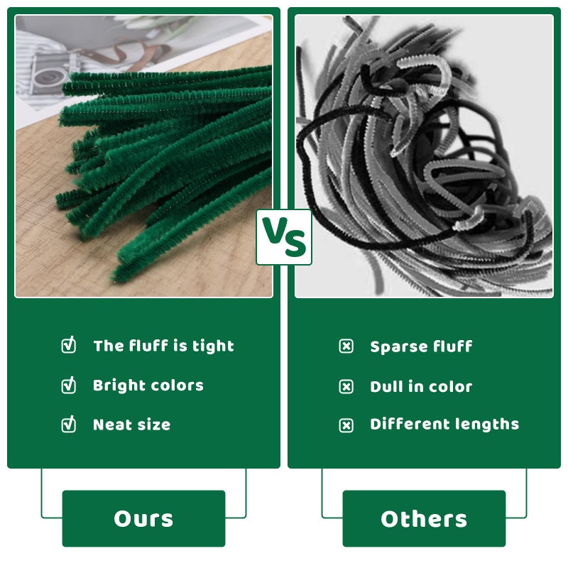 Veroave 60 Pieces Green Pipe Cleaners - Pipe Cleaners Chenille Stem Bulk Art & Craft Pipe Cleaners For Christmas Craft And Creative Home Decoration - Image 3