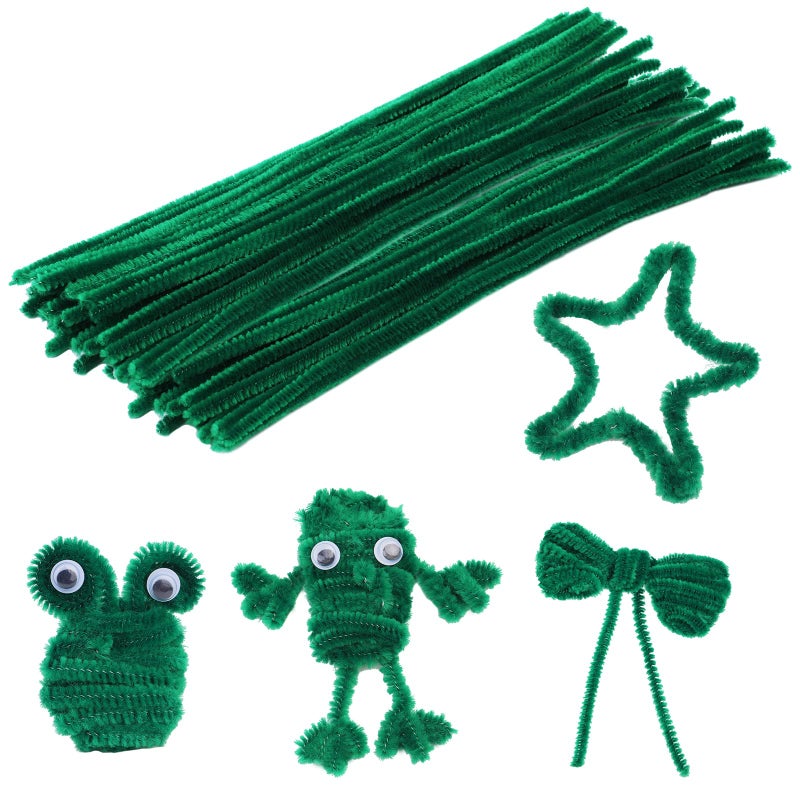 Veroave 60 Pieces Green Pipe Cleaners - Pipe Cleaners Chenille Stem Bulk Art & Craft Pipe Cleaners For Christmas Craft And Creative Home Decoration - Image 1