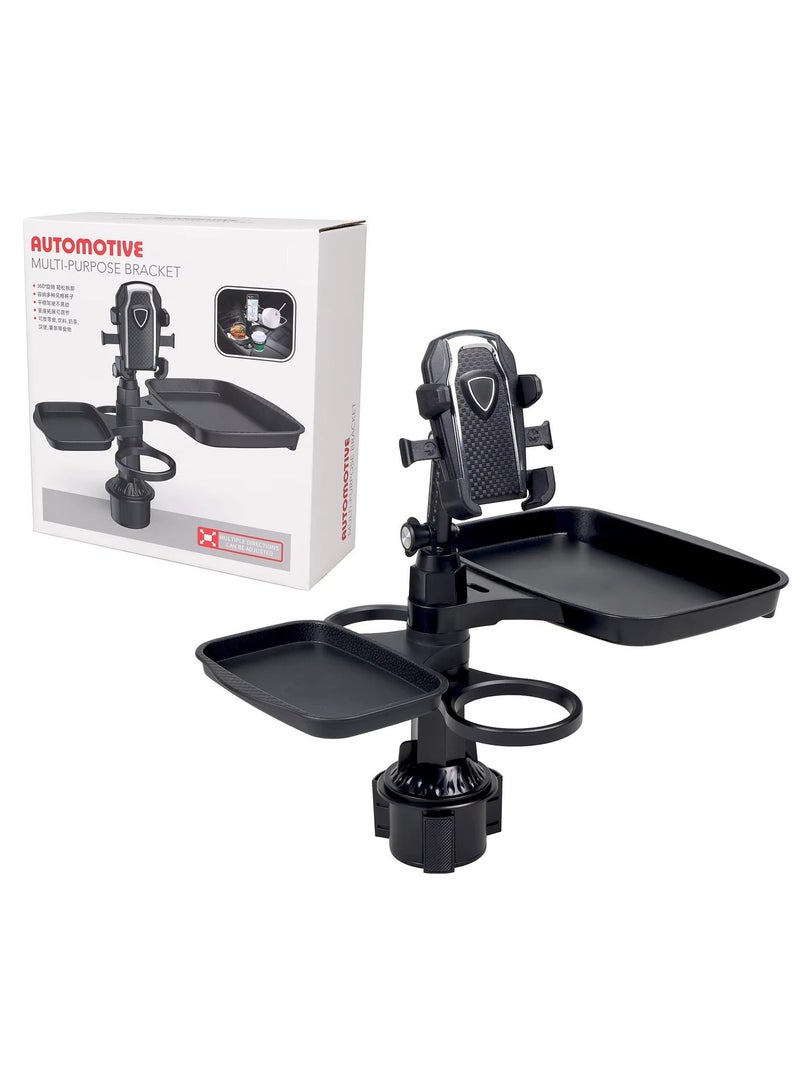 Car dining table with phone holder and cups – practical adjustable car organizer – ideal for eating while driving and traveling - Image 1