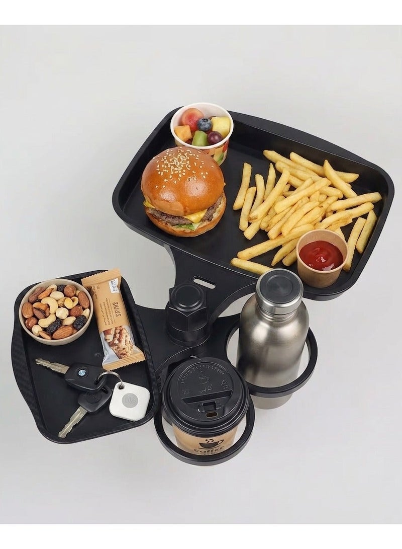 Car dining table with phone holder and cups – practical adjustable car organizer – ideal for eating while driving and traveling - Image 3