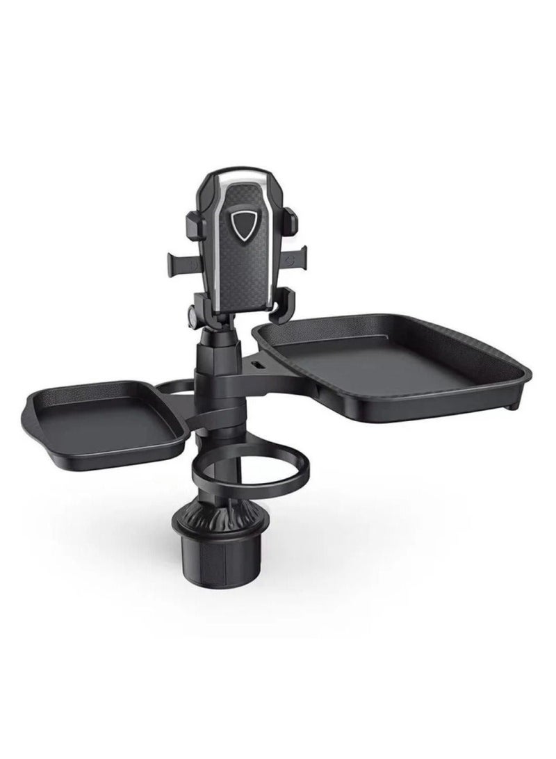 Car dining table with phone holder and cups – practical adjustable car organizer – ideal for eating while driving and traveling - Image 2