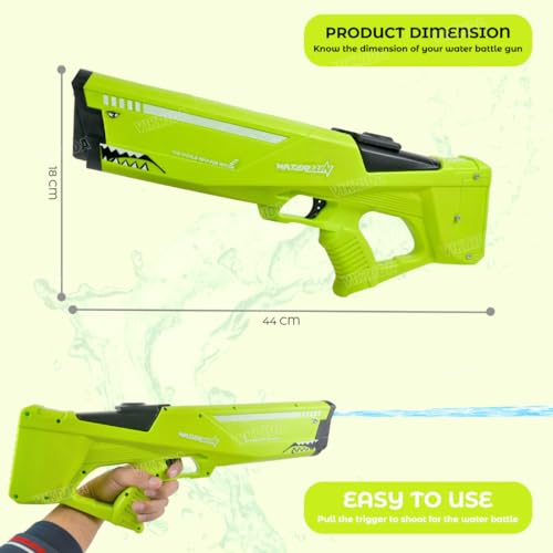 VikriDA Big Size Electric Water Gun (44×13 cm) with Dual Rechargeable Batteries | 600CC Automatic High Pressure Water Blaster | 40 ft Range Outdoor Pool & Beach Summer Toy – Multicolor - Image 3