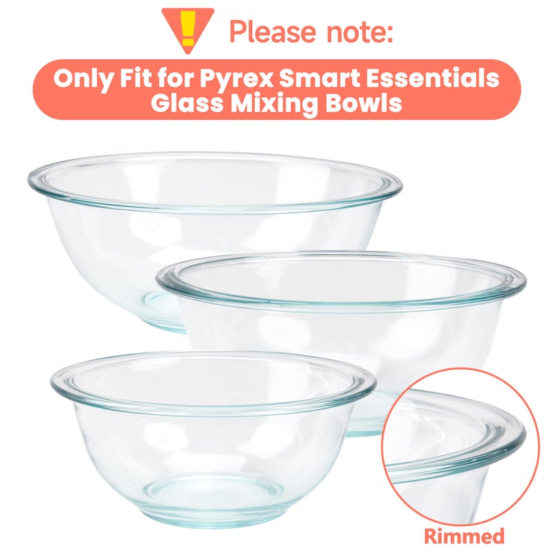 Purekra Silicone Replacement Lids Only Fit for Pyrex 322 1 Quart | 323 1.5 Quart | 325 2.5 Quart Prepware Glass Mixing Bowls, Food Grade Silicone Cover, Dishwasher & Microwave Safe (Bowl not included)- 3 Pack - Image 2