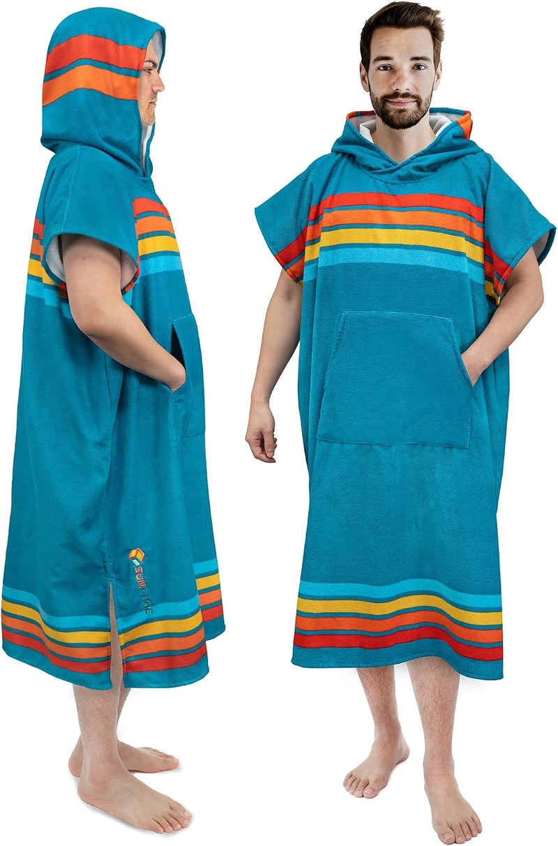 Suncube SUN CUBE Men's Surf Poncho Changing Robe with Hood, 44 Inches, Sunset Blue, Polyester - Image 1