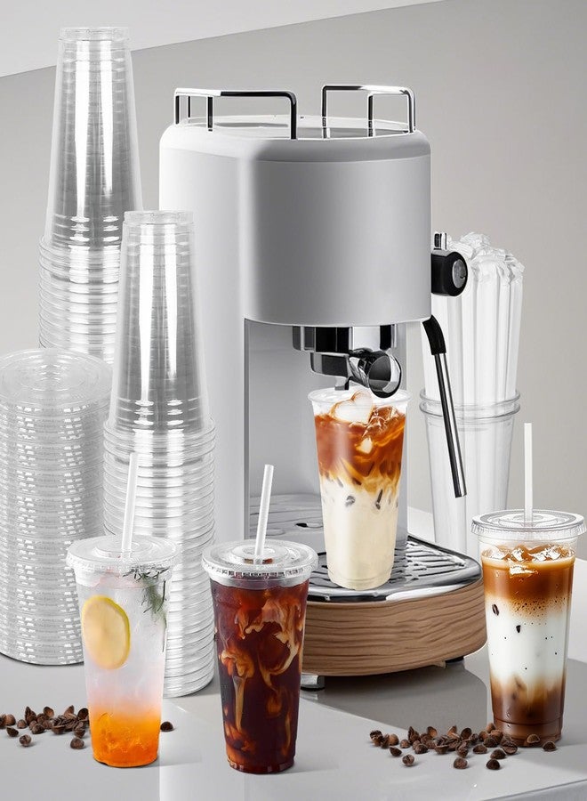 Charmount 100 Sets- 20 oz Clear Plastic Cups with Lids and Straws, Disposable To Go Cups for Cold Drinks, Coffee Bar Accessories, Iced Coffee, Smoothies - Image 5