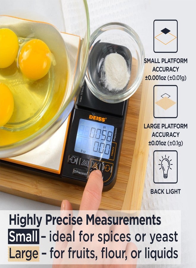 Deiss PRO Dual Platform Digital Kitchen and Food Scale - 11lb Capacity & 17.6oz Capacity Precision Kitchen Scale, Digital Scale for Baking, Cooking, Meal Prep, Food Scales Grams and Ounces - Image 4