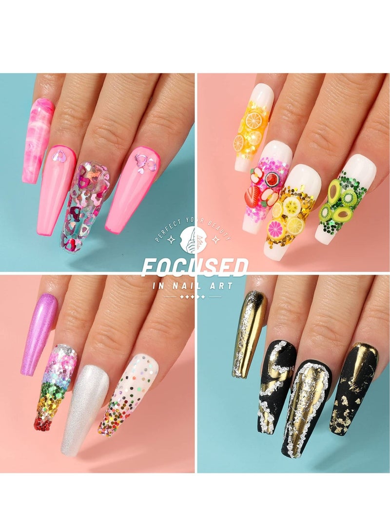 KASTWAVE Nail Art Decoration Kit 12 Colors of Rhinestones Nail Art Fruit Slices Chunky Glitter Nail Sequins Laser Star Holographic Sparky Mixed Heart Nail Decorations - Image 5