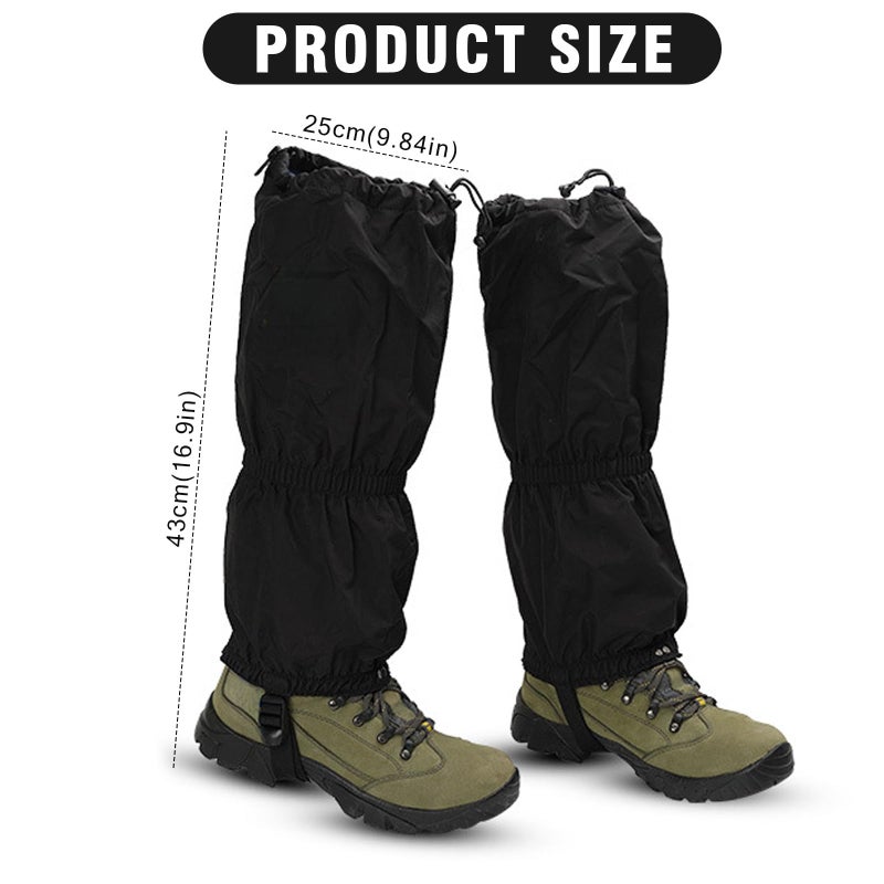 Snow Gaiters: Black, Windproof Waterproof Warmth - Anti-sludge Snow Protection Gaiters for Outdoor Winter Sports - Image 2