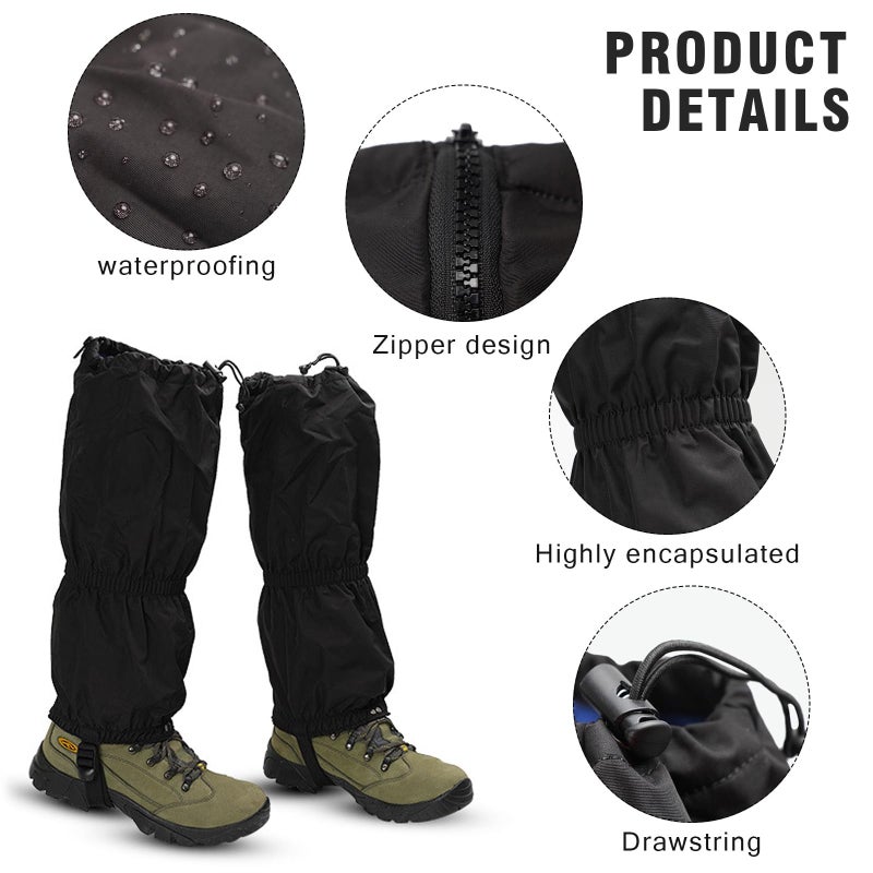 Snow Gaiters: Black, Windproof Waterproof Warmth - Anti-sludge Snow Protection Gaiters for Outdoor Winter Sports - Image 3