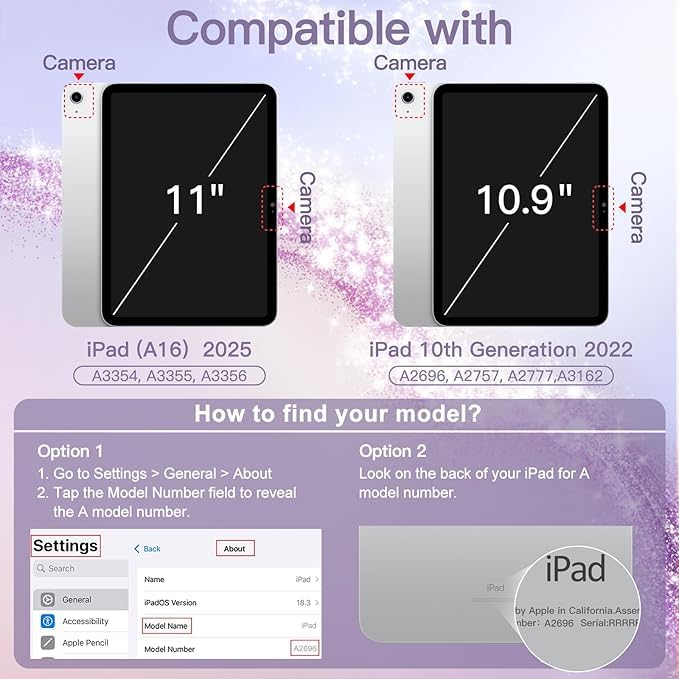 ProElite Case Cover for Apple iPad (A16) 11th/10th Generation (2025/2022), Transparent case Cover with Pencil Holder for iPad 11th/10th Gen 2025/2022, Glittering Silver - Image 2