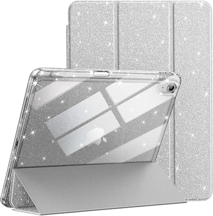 ProElite Case Cover for Apple iPad (A16) 11th/10th Generation (2025/2022), Transparent case Cover with Pencil Holder for iPad 11th/10th Gen 2025/2022, Glittering Silver - Image 1