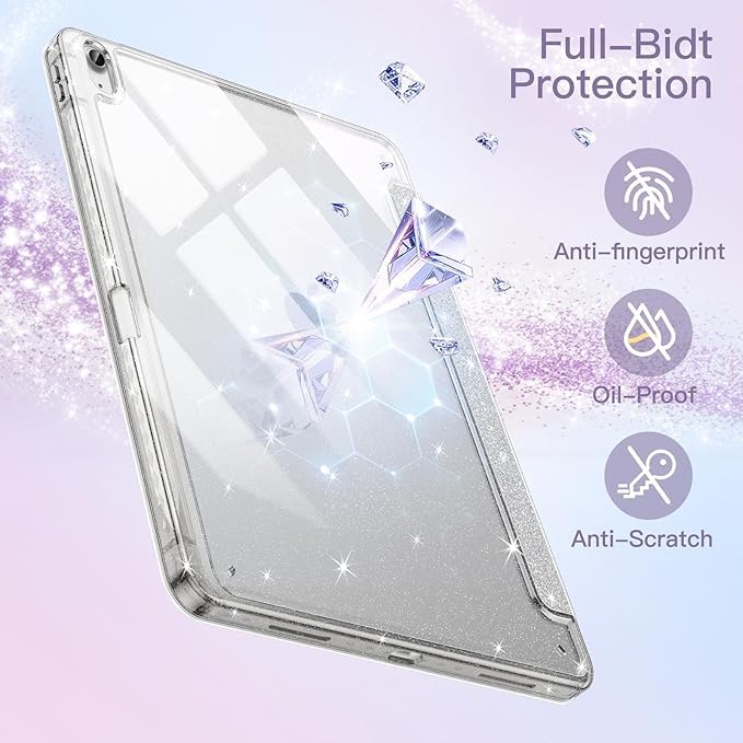 ProElite Case Cover for Apple iPad (A16) 11th/10th Generation (2025/2022), Transparent case Cover with Pencil Holder for iPad 11th/10th Gen 2025/2022, Glittering Silver - Image 4