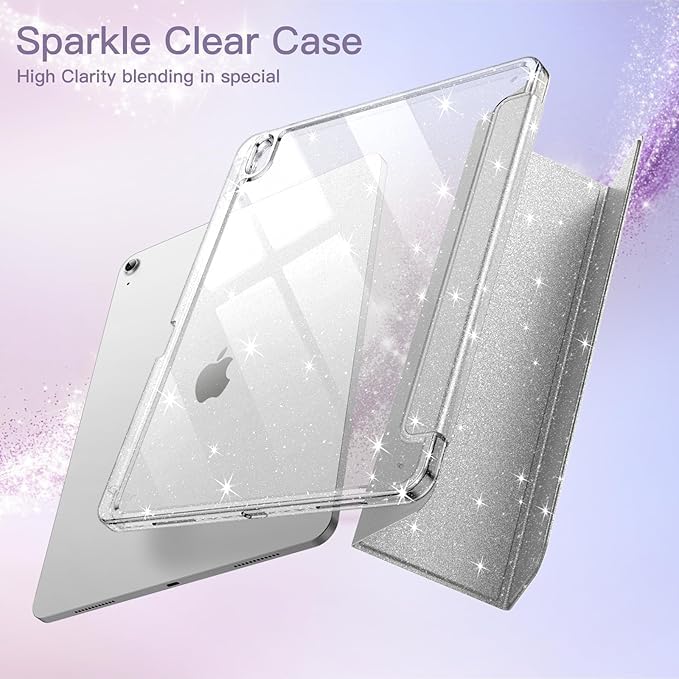 ProElite Case Cover for Apple iPad (A16) 11th/10th Generation (2025/2022), Transparent case Cover with Pencil Holder for iPad 11th/10th Gen 2025/2022, Glittering Silver - Image 5