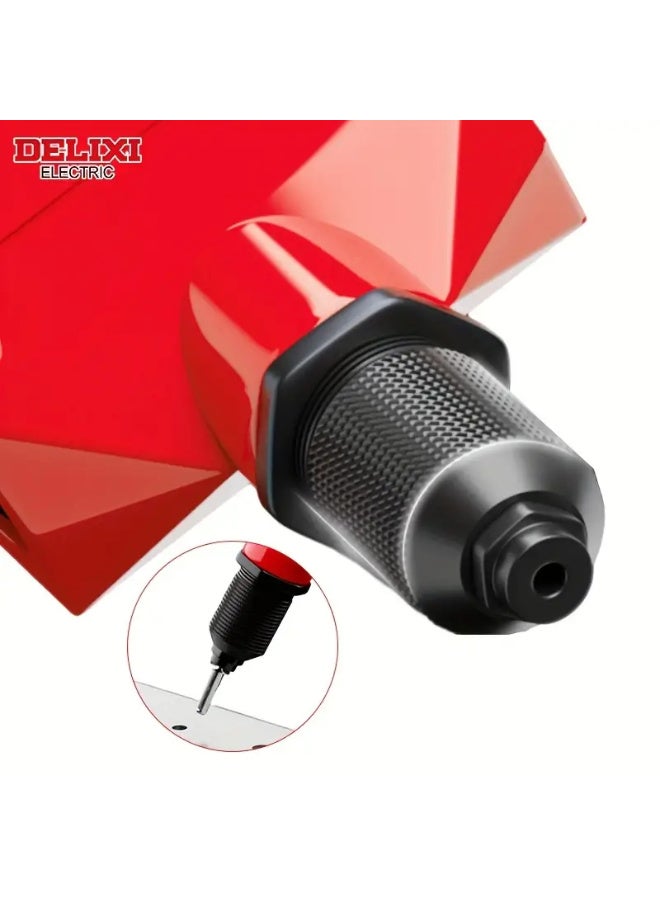 DELIXI ELECTRIC Heavy-Duty Manual Rivet Gun - 17 Inch / 43.18cm Steel Construction, Ergonomic Red & Black Handle, Precision Screwdriver for Automotive & Industrial Use, Automotive Riveting, Comfortable Grip, Robust Tool Design - Image 5