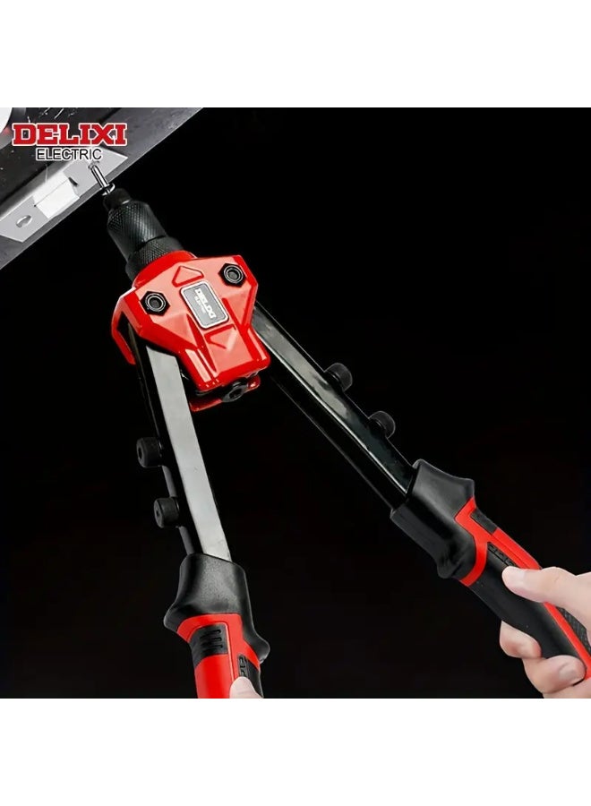 DELIXI ELECTRIC Heavy-Duty Manual Rivet Gun - 17 Inch / 43.18cm Steel Construction, Ergonomic Red & Black Handle, Precision Screwdriver for Automotive & Industrial Use, Automotive Riveting, Comfortable Grip, Robust Tool Design - Image 2