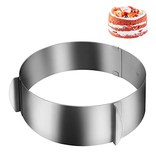Cyimi Cake Mould Ring Stainless Steel Adjustable 6.5-12 Inch Mousse Cake Baking with Cake Collars 5.5 x 394 Inch Clear Cake Strips Cake Rolls Mousse Cake Acetate Sheet,Delicate Stickers for Cake Decor - Image 2