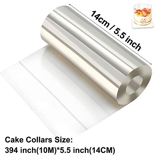Cyimi Cake Mould Ring Stainless Steel Adjustable 6.5-12 Inch Mousse Cake Baking with Cake Collars 5.5 x 394 Inch Clear Cake Strips Cake Rolls Mousse Cake Acetate Sheet,Delicate Stickers for Cake Decor - Image 3