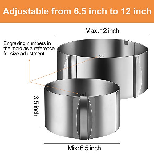 Cyimi Cake Mould Ring Stainless Steel Adjustable 6.5-12 Inch Mousse Cake Baking with Cake Collars 5.5 x 394 Inch Clear Cake Strips Cake Rolls Mousse Cake Acetate Sheet,Delicate Stickers for Cake Decor - Image 4