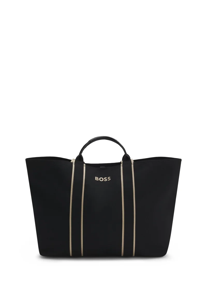 بوس Textured tote bag with logo straps