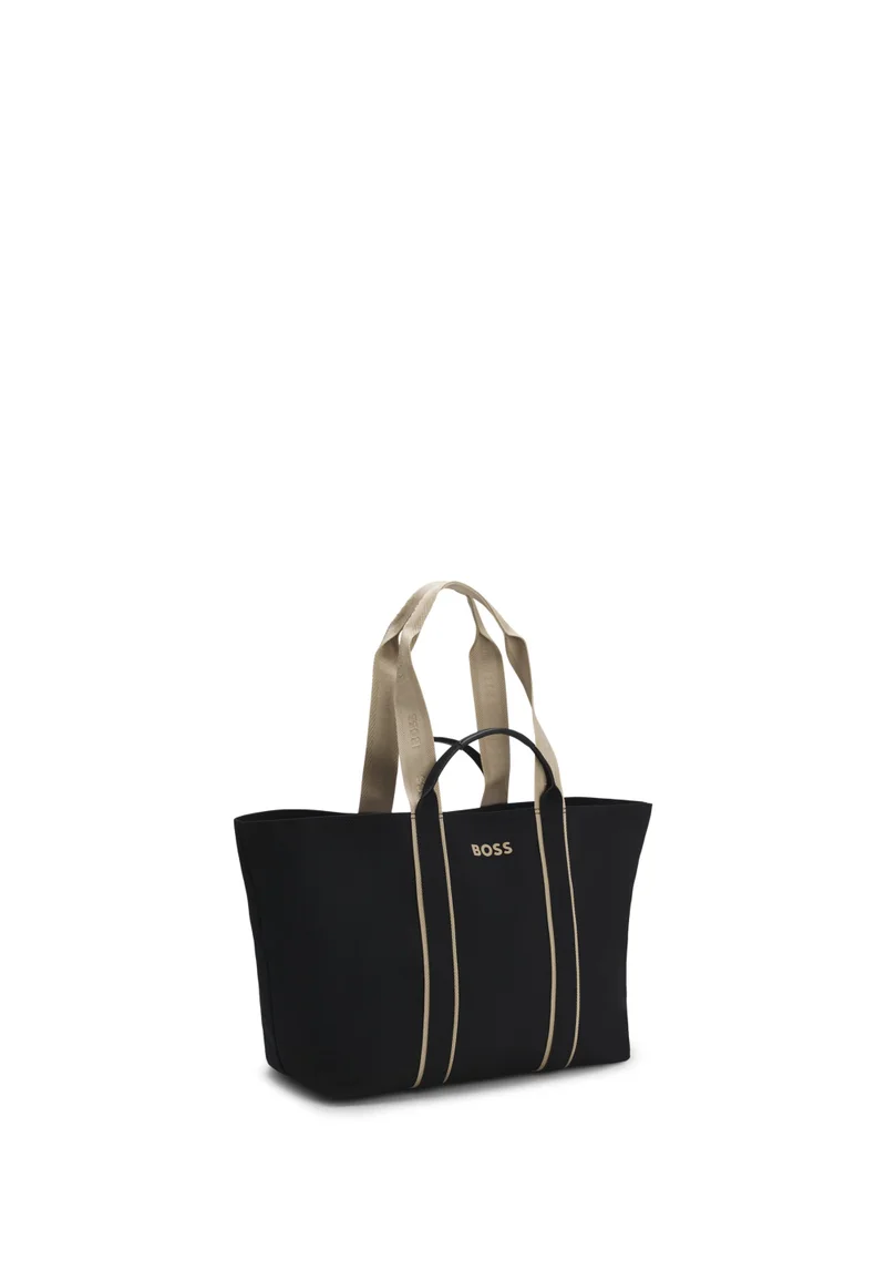 بوس Textured tote bag with logo straps