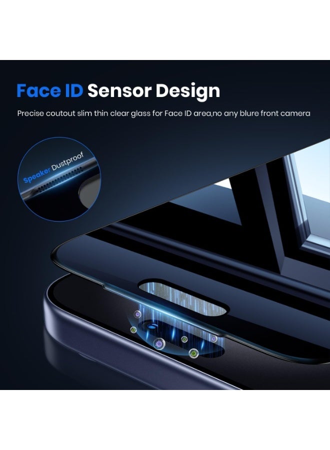 Muzz حماية شاشة زجاجية مقسّاة 4 اتجاهات 360 للخصوصية لجهاز iPhone 17 Pro، صلابة 9H، مضادة للكهرباء الساكنة، مضادة للتجسس، سهلة التركيب (iPhone 17) - Image 3