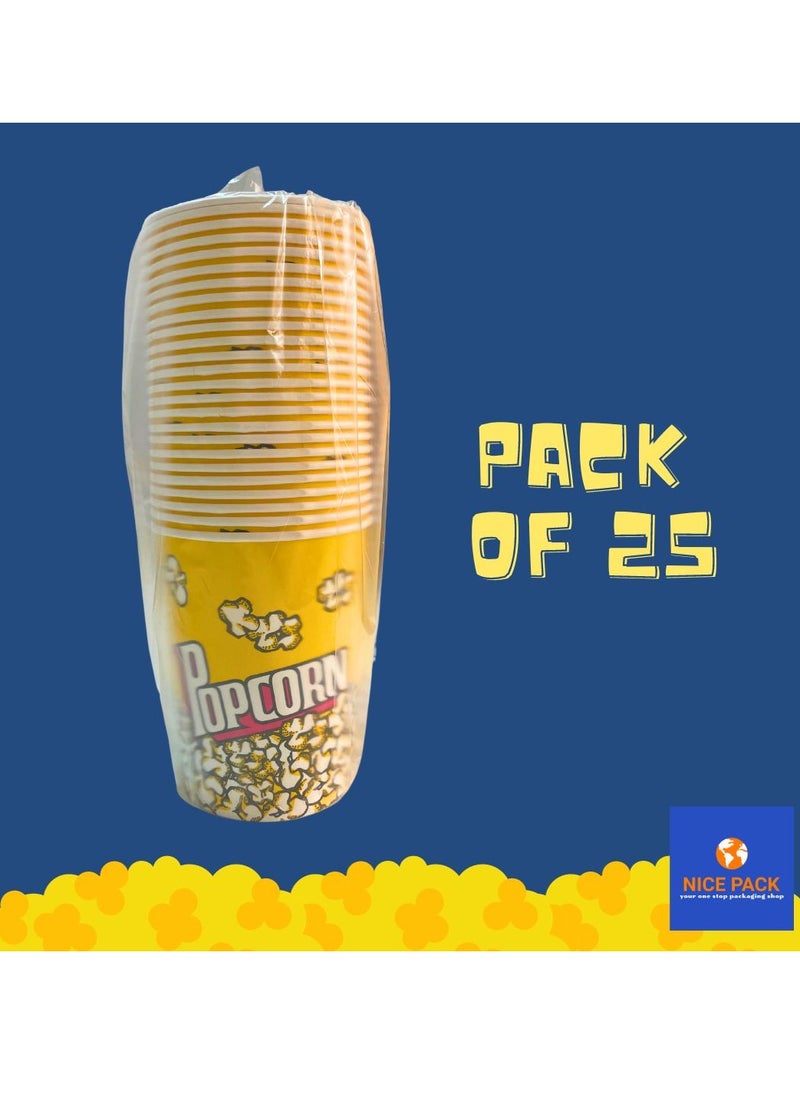 Nice Pack 25-Pieces 32oz Retro Style Disposable Popcorn Cups, Leak Free Buckets, Classic Containers for Movie Nights, Birthday Parties, Events  - Image 2