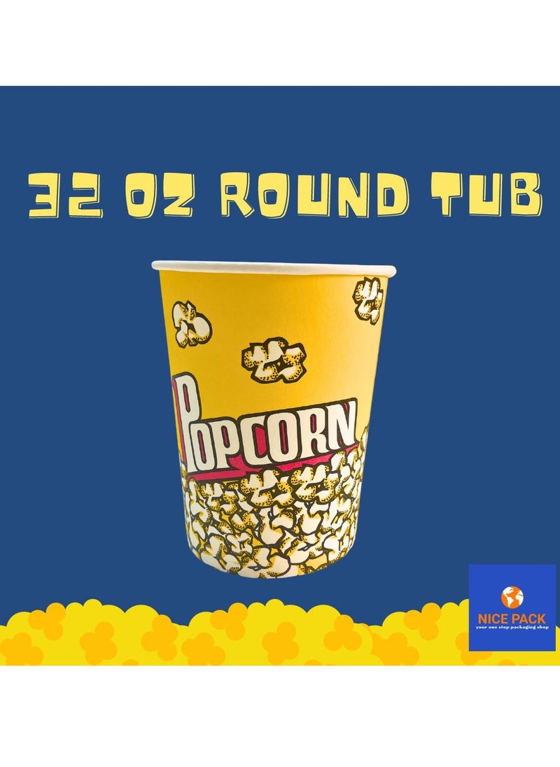 Nice Pack 25-Pieces 32oz Retro Style Disposable Popcorn Cups, Leak Free Buckets, Classic Containers for Movie Nights, Birthday Parties, Events  - Image 3
