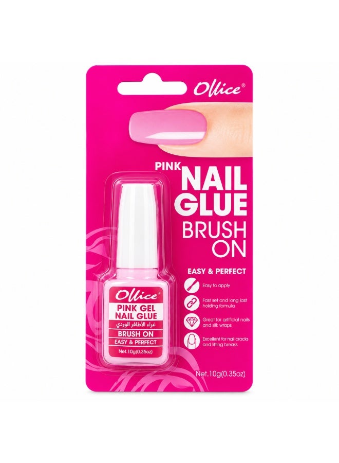 Office Pink Gel Nail Glue Brush On for Artificial Nails – 10g