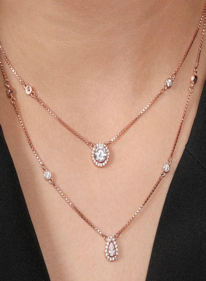 ZAVYA 925 Sterling Silver Solitaire Necklace | Rose Gold Plated Classy Cubic Zirconia Gift Ideas-Women Necklace | With Certificate of Authenticity and 925 Hallmark - Image 3