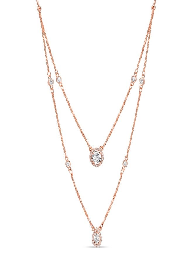 ZAVYA 925 Sterling Silver Solitaire Necklace | Rose Gold Plated Classy Cubic Zirconia Gift Ideas-Women Necklace | With Certificate of Authenticity and 925 Hallmark - Image 1