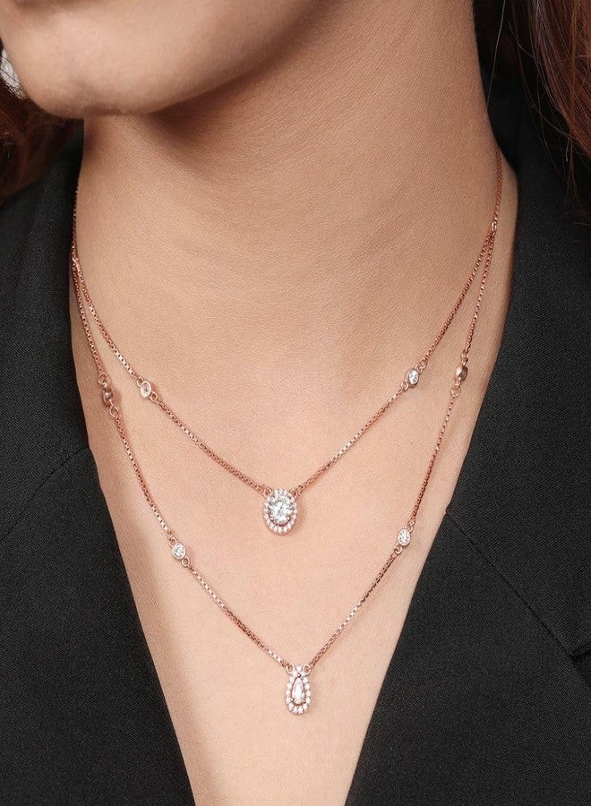 ZAVYA 925 Sterling Silver Solitaire Necklace | Rose Gold Plated Classy Cubic Zirconia Gift Ideas-Women Necklace | With Certificate of Authenticity and 925 Hallmark - Image 4