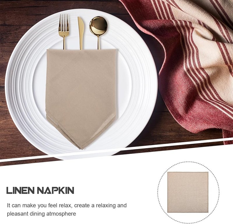 مناديل قماش الكتان القطني الخاكي 40X40 سم مقاومة للحرارة للمنزل والمطعم والولائم - Image 3