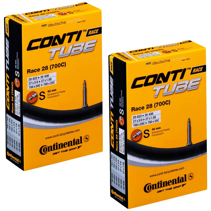 Continental Race 28 700x20-25c Bicycle Inner Tubes - 42mm Long Presta Valve - 2 Pack - Image 1