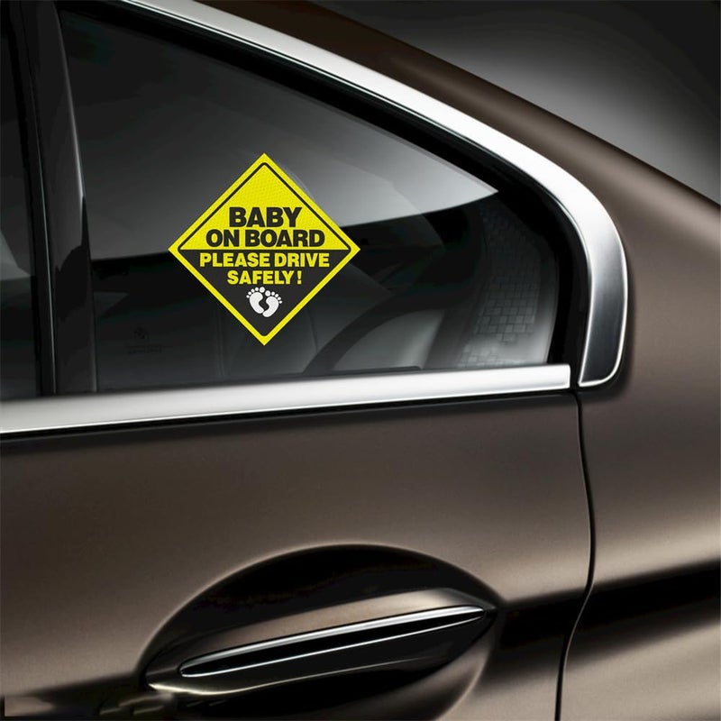 TIPSANGGO 2Pack Baby On Board Sticker for Cars- Please Drive Safely High Intensity Reflective Waterproof Vinyl Baby Safety Car Signs for Rear, Side Windows, Bumpers - Image 4
