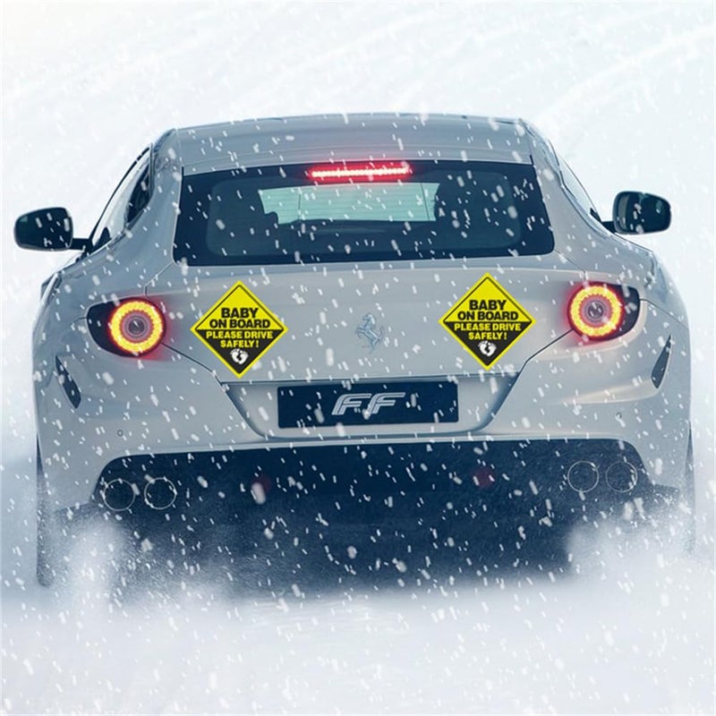 TIPSANGGO 2Pack Baby On Board Sticker for Cars- Please Drive Safely High Intensity Reflective Waterproof Vinyl Baby Safety Car Signs for Rear, Side Windows, Bumpers - Image 3